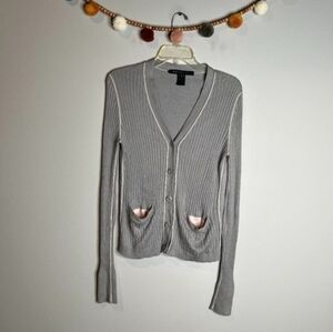 Marc by Marc Jacobs grey ribbed silk blend cardigan